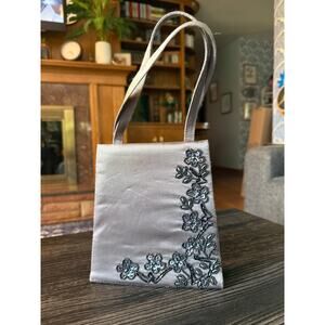 6/$25 Vintage Sasha New York Dark Grey Satin & Beaded EveningTop Handle Bag